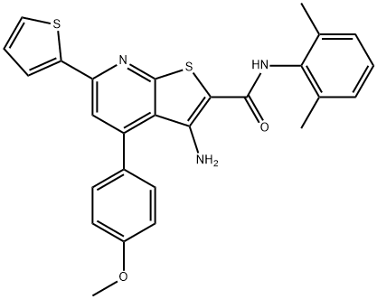 3-amino-N-(2,6-dimethylphenyl)-4-(4-methoxyphenyl)-6-(2-thienyl)thieno[2,3-b]pyridine-2-carboxamide Structure