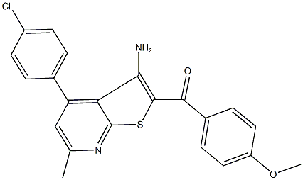 [3-amino-4-(4-chlorophenyl)-6-methylthieno[2,3-b]pyridin-2-yl](4-methoxyphenyl)methanone Struktur