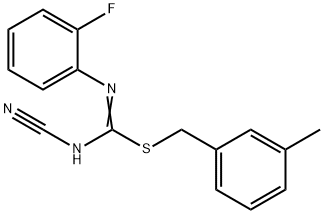 3-methylbenzyl N'-cyano-N-(2-fluorophenyl)imidothiocarbamate Struktur