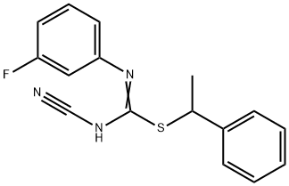 1-phenylethyl N'-cyano-N-(3-fluorophenyl)imidothiocarbamate Struktur