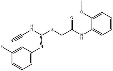 2-(2-methoxyanilino)-2-oxoethyl N'-cyano-N-(3-fluorophenyl)imidothiocarbamate Struktur