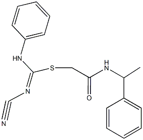 2-oxo-2-[(1-phenylethyl)amino]ethyl N'-cyano-N-phenylimidothiocarbamate Structure