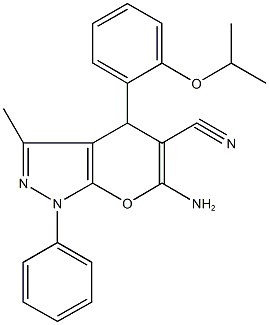 6-amino-4-(2-isopropoxyphenyl)-3-methyl-1-phenyl-1,4-dihydropyrano[2,3-c]pyrazole-5-carbonitrile 结构式