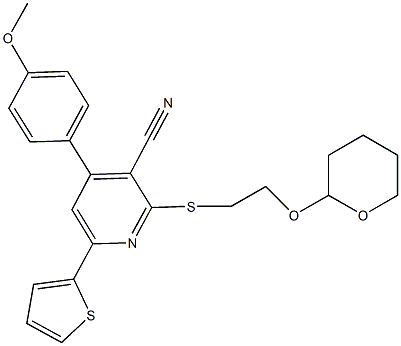 4-(4-methoxyphenyl)-2-{[2-(tetrahydro-2H-pyran-2-yloxy)ethyl]sulfanyl}-6-(2-thienyl)nicotinonitrile Structure