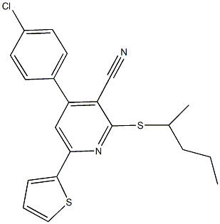 4-(4-chlorophenyl)-2-[(1-methylbutyl)sulfanyl]-6-thien-2-ylnicotinonitrile Structure