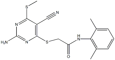 2-{[2-amino-5-cyano-6-(methylsulfanyl)-4-pyrimidinyl]sulfanyl}-N-(2,6-dimethylphenyl)acetamide 结构式