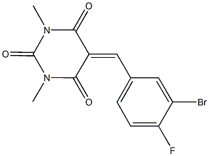 5-(3-bromo-4-fluorobenzylidene)-1,3-dimethyl-2,4,6(1H,3H,5H)-pyrimidinetrione Structure