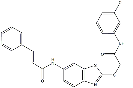 445404-89-7 N-(2-{[2-(3-chloro-2-methylanilino)-2-oxoethyl]sulfanyl}-1,3-benzothiazol-6-yl)-3-phenylacrylamide