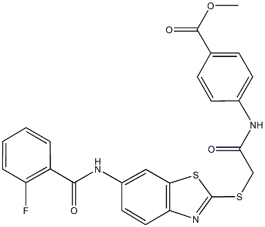 methyl 4-{[({6-[(2-fluorobenzoyl)amino]-1,3-benzothiazol-2-yl}sulfanyl)acetyl]amino}benzoate,445404-90-0,结构式