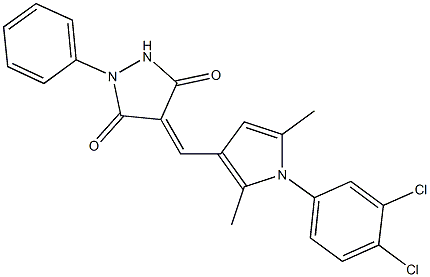 4-{[1-(3,4-dichlorophenyl)-2,5-dimethyl-1H-pyrrol-3-yl]methylene}-1-phenyl-3,5-pyrazolidinedione Structure