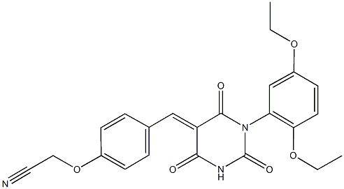 {4-[(1-(2,5-diethoxyphenyl)-2,4,6-trioxotetrahydro-5(2H)-pyrimidinylidene)methyl]phenoxy}acetonitrile Struktur