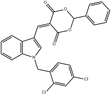 5-{[1-(2,4-dichlorobenzyl)-1H-indol-3-yl]methylene}-2-phenyl-1,3-dioxane-4,6-dione Struktur