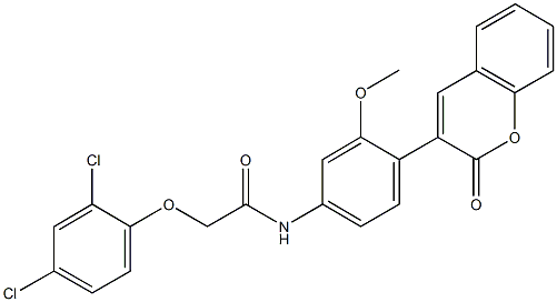 2-(2,4-dichlorophenoxy)-N-[3-methoxy-4-(2-oxo-2H-chromen-3-yl)phenyl]acetamide Struktur