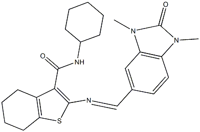 N-cyclohexyl-2-{[(1,3-dimethyl-2-oxo-2,3-dihydro-1H-benzimidazol-5-yl)methylene]amino}-4,5,6,7-tetrahydro-1-benzothiophene-3-carboxamide|