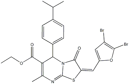 ethyl 2-[(4,5-dibromo-2-furyl)methylene]-5-(4-isopropylphenyl)-7-methyl-3-oxo-2,3-dihydro-5H-[1,3]thiazolo[3,2-a]pyrimidine-6-carboxylate Structure