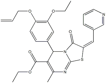 ethyl 5-[4-(allyloxy)-3-ethoxyphenyl]-7-methyl-3-oxo-2-(3-pyridinylmethylene)-2,3-dihydro-5H-[1,3]thiazolo[3,2-a]pyrimidine-6-carboxylate Structure