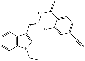 4-cyano-N'-[(1-ethyl-1H-indol-3-yl)methylene]-2-fluorobenzohydrazide Struktur