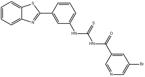 N-[3-(1,3-benzothiazol-2-yl)phenyl]-N'-[(5-bromopyridin-3-yl)carbonyl]thiourea 结构式