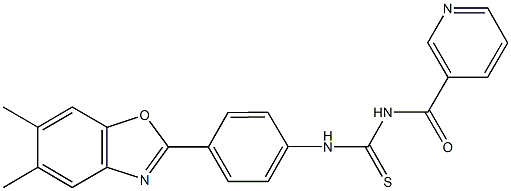 N-[4-(5,6-dimethyl-1,3-benzoxazol-2-yl)phenyl]-N'-(3-pyridinylcarbonyl)thiourea Structure