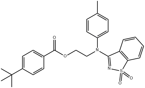 2-[(1,1-dioxido-1,2-benzisothiazol-3-yl)-4-methylanilino]ethyl 4-tert-butylbenzoate Struktur