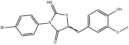 3-(4-bromophenyl)-5-(4-hydroxy-3-methoxybenzylidene)-2-imino-1,3-thiazolidin-4-one Struktur