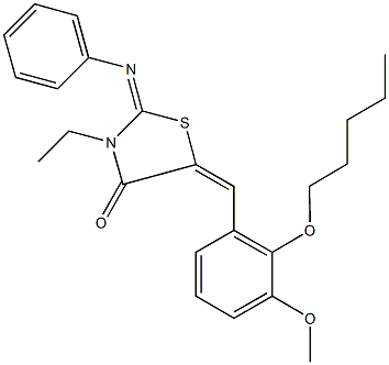 3-ethyl-5-[3-methoxy-2-(pentyloxy)benzylidene]-2-(phenylimino)-1,3-thiazolidin-4-one Struktur