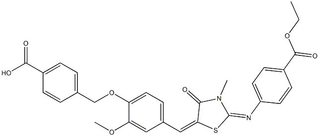 445406-82-6 4-({4-[(2-{[4-(ethoxycarbonyl)phenyl]imino}-3-methyl-4-oxo-1,3-thiazolidin-5-ylidene)methyl]-2-methoxyphenoxy}methyl)benzoic acid