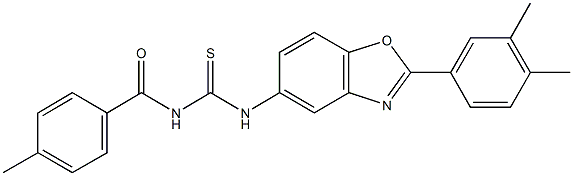 N-[2-(3,4-dimethylphenyl)-1,3-benzoxazol-5-yl]-N'-(4-methylbenzoyl)thiourea Structure