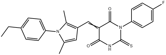 5-{[1-(4-ethylphenyl)-2,5-dimethyl-1H-pyrrol-3-yl]methylene}-1-(4-fluorophenyl)-2-thioxodihydro-4,6(1H,5H)-pyrimidinedione Structure