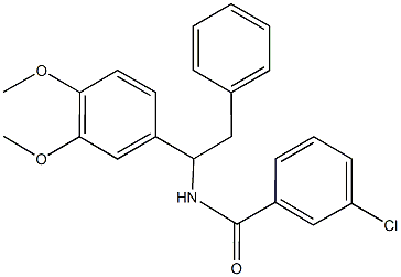 3-chloro-N-[1-(3,4-dimethoxyphenyl)-2-phenylethyl]benzamide,445407-82-9,结构式