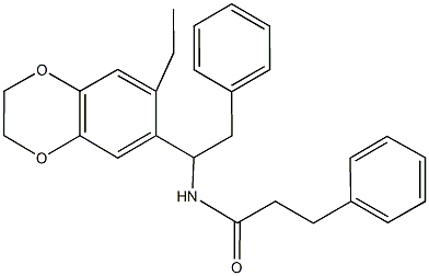 N-[1-(7-ethyl-2,3-dihydro-1,4-benzodioxin-6-yl)-2-phenylethyl]-3-phenylpropanamide 结构式