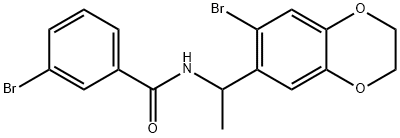 3-bromo-N-[1-(7-bromo-2,3-dihydro-1,4-benzodioxin-6-yl)ethyl]benzamide,445408-28-6,结构式