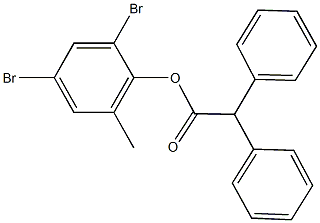 2,4-dibromo-6-methylphenyl diphenylacetate 化学構造式