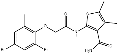 2-{[(2,4-dibromo-6-methylphenoxy)acetyl]amino}-4,5-dimethyl-3-thiophenecarboxamide,445409-14-3,结构式