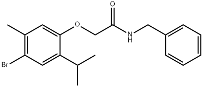 N-benzyl-2-(4-bromo-2-isopropyl-5-methylphenoxy)acetamide,445409-19-8,结构式