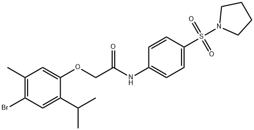 2-(4-bromo-2-isopropyl-5-methylphenoxy)-N-[4-(1-pyrrolidinylsulfonyl)phenyl]acetamide Structure