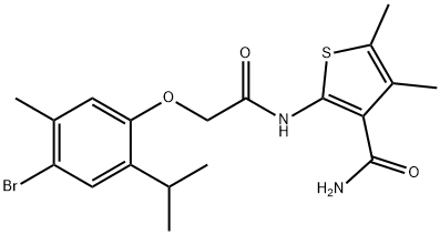 2-{[(4-bromo-2-isopropyl-5-methylphenoxy)acetyl]amino}-4,5-dimethyl-3-thiophenecarboxamide Structure