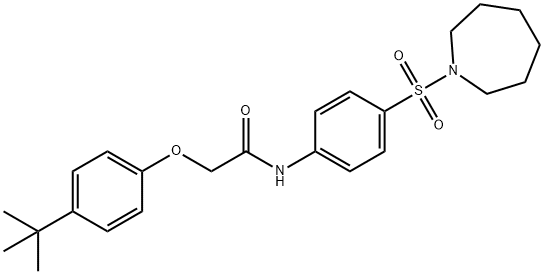 N-[4-(1-azepanylsulfonyl)phenyl]-2-(4-tert-butylphenoxy)acetamide 结构式