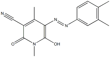5-[(3,4-dimethylphenyl)diazenyl]-6-hydroxy-1,4-dimethyl-2-oxo-1,2-dihydro-3-pyridinecarbonitrile,445409-92-7,结构式