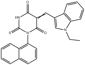 5-[(1-ethyl-1H-indol-3-yl)methylene]-1-(1-naphthyl)-2-thioxodihydro-4,6(1H,5H)-pyrimidinedione Structure