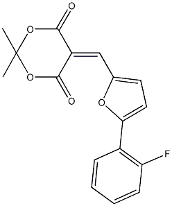 5-{[5-(2-fluorophenyl)-2-furyl]methylene}-2,2-dimethyl-1,3-dioxane-4,6-dione Structure