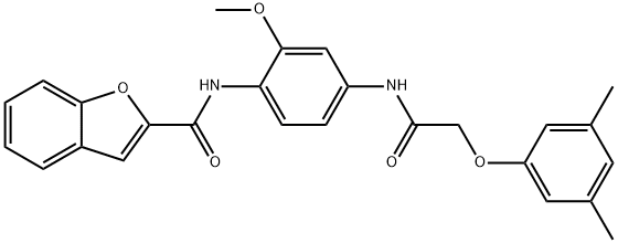 N-(4-{[(3,5-dimethylphenoxy)acetyl]amino}-2-methoxyphenyl)-1-benzofuran-2-carboxamide Structure