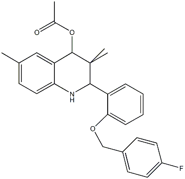 2-{2-[(4-fluorobenzyl)oxy]phenyl}-3,3,6-trimethyl-1,2,3,4-tetrahydro-4-quinolinyl acetate Struktur