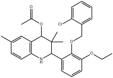 2-{2-[(2-chlorobenzyl)oxy]-3-ethoxyphenyl}-3,3,6-trimethyl-1,2,3,4-tetrahydro-4-quinolinyl acetate Struktur