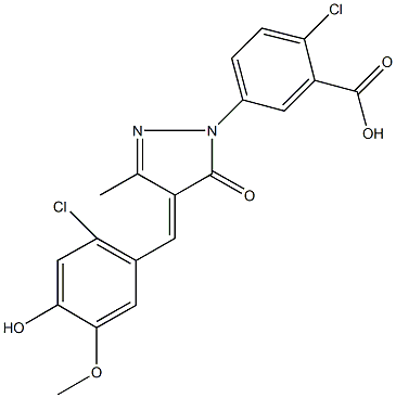 2-chloro-5-[4-(2-chloro-4-hydroxy-5-methoxybenzylidene)-3-methyl-5-oxo-4,5-dihydro-1H-pyrazol-1-yl]benzoic acid Structure