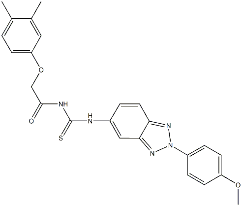 N-[(3,4-dimethylphenoxy)acetyl]-N'-[2-(4-methoxyphenyl)-2H-1,2,3-benzotriazol-5-yl]thiourea 结构式