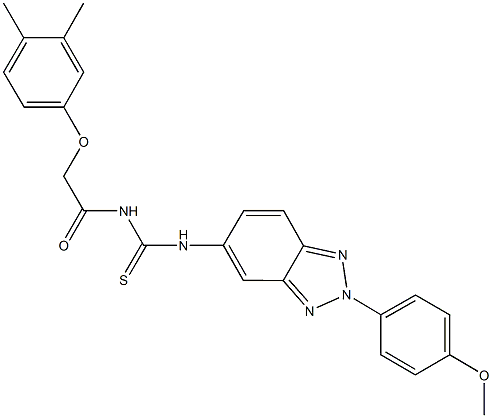 N-[(3,4-dimethylphenoxy)acetyl]-N'-[2-(4-methoxyphenyl)-2H-1,2,3-benzotriazol-5-yl]thiourea Structure