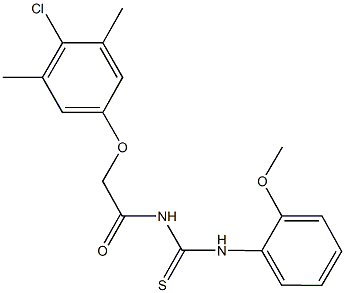 N-[(4-chloro-3,5-dimethylphenoxy)acetyl]-N'-(2-methoxyphenyl)thiourea Structure