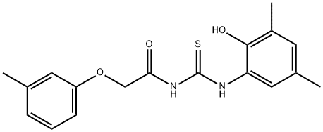 N-(2-hydroxy-3,5-dimethylphenyl)-N'-[(3-methylphenoxy)acetyl]thiourea 化学構造式