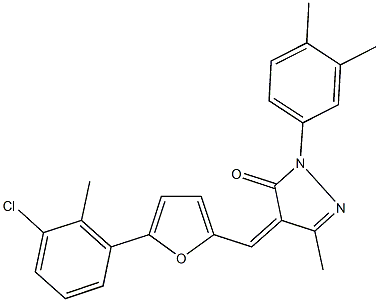 4-{[5-(3-chloro-2-methylphenyl)-2-furyl]methylene}-2-(3,4-dimethylphenyl)-5-methyl-2,4-dihydro-3H-pyrazol-3-one 结构式